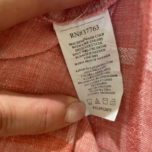 Perry Ellis Red Linen Short Sleeve Button Down Shirt - Picture 6 of 6